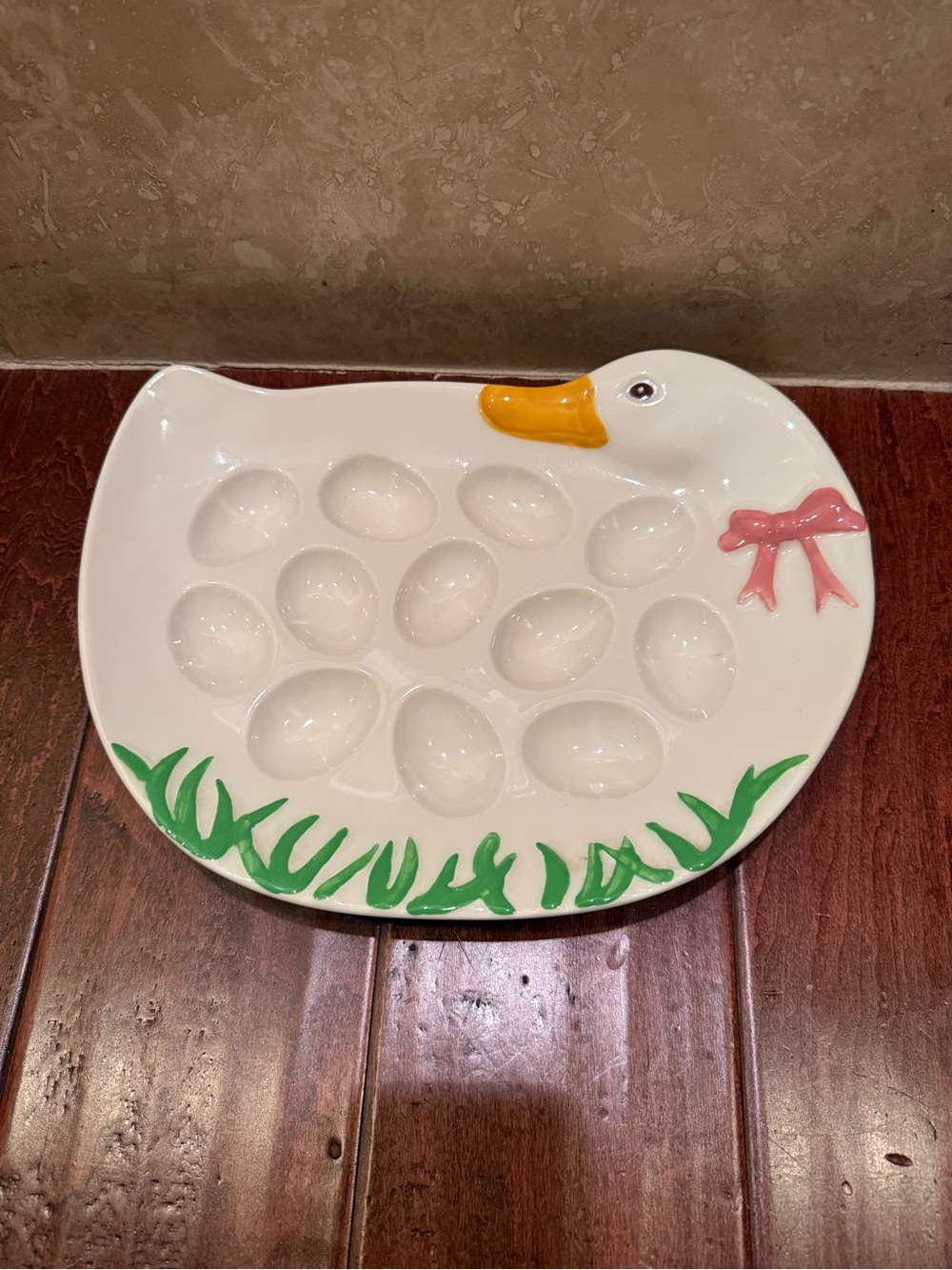 Vtg Treasure Craft Goose Deviled Egg Serving Platter Ceramic 12 Eggs  Duck